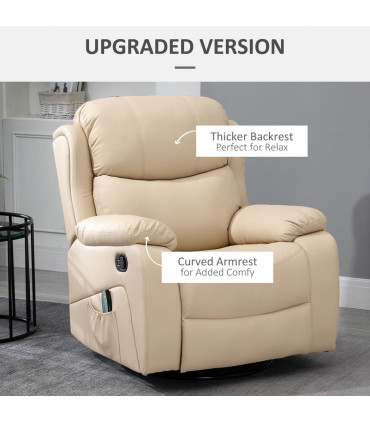 HOMCOM Massage Recliner Chair Manual Reclining Chair with Footrest Remote Beige