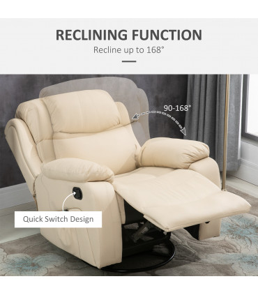 HOMCOM Massage Recliner Chair Manual Reclining Chair with Footrest Remote Beige