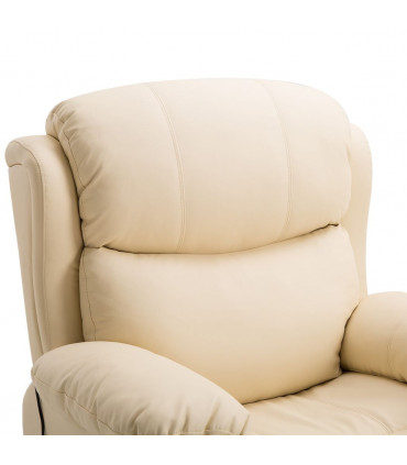 HOMCOM Massage Recliner Chair Manual Reclining Chair with Footrest Remote Beige