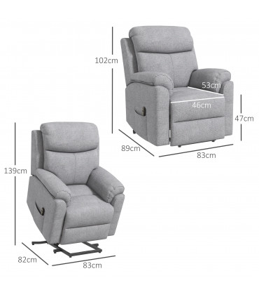 HOMCOM Power Lift Chair Electric Riser Recliner with Remote Control, Grey