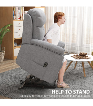 HOMCOM Power Lift Chair Electric Riser Recliner with Remote Control, Grey