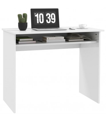 HOMCOM Computer Desk Writing Table Study Workstation Storage High Gloss White