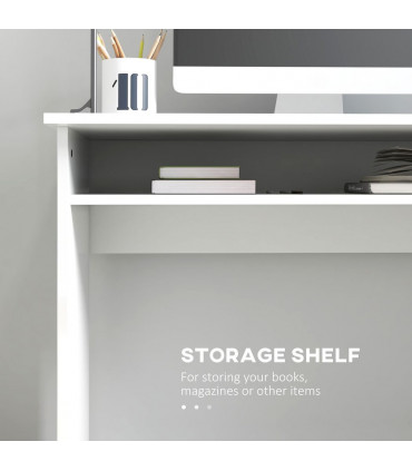 HOMCOM Computer Desk Writing Table Study Workstation Storage High Gloss White
