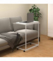 Side Table with Wheels White 55x35x70 cm Engineered Wood