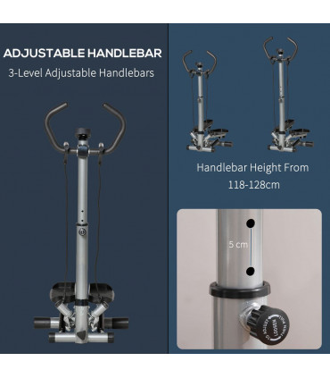 HOMCOM Adjustable Twist Stepper Step Machine For Home Gym Aerobic Workout