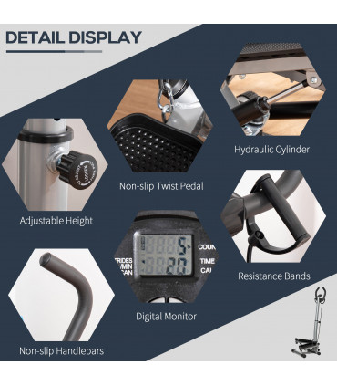 HOMCOM Adjustable Twist Stepper Step Machine For Home Gym Aerobic Workout