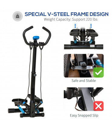 HOMCOM Adjustable Twist Stepper Step Machine For Home Gym Aerobic Workout