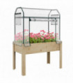 Outsunny Wooden Raised Planter, Garden Bed with Greenhouse Cover and Bed Liner