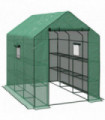 Outsunny Walk-in Outdoor Green House with Door and Mesh Windows, Green