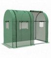 Outsunny Tomato Greenhouse with 2 Roll-up Doors and 4 Mesh Windows, Green