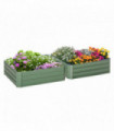 Outsunny Set of 2 Raised Garden Bed Galvanised Planter Box Easy Setup Green