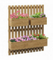 Outsunny Wooden Garden Planters with Trellis Wall-mounted Raised Garden Bed