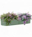 Outsunny Galvanised Raised Garden Bed Planter Box with Safety Edging, Green