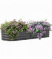 Outsunny Galvanised Raised Garden Bed Planter Box with Safety Edging, Dark Grey