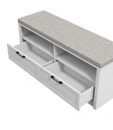 HOMCOM Shoe Bench with Removable Cushion, Open Compartments and Drawers