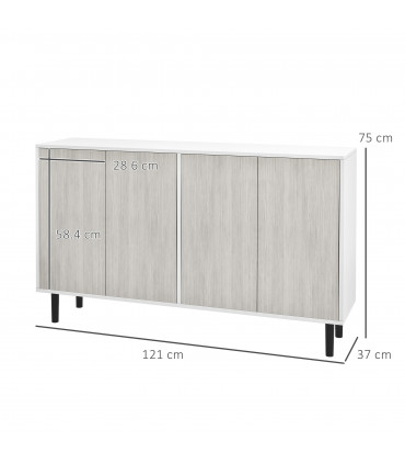 HOMCOM Sideboard Storage Cabinet for Living Room with Adjustable Shelves White