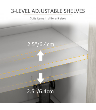 HOMCOM Sideboard Storage Cabinet for Living Room with Adjustable Shelves White