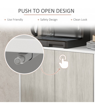 HOMCOM Sideboard Storage Cabinet for Living Room with Adjustable Shelves White