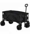 Outsunny Outdoor Pull Along Garden Trolley on Wheels Folding Beach Cart Black