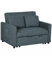 HOMCOM 2 Seater Sofa Bed Convertible Bed Settee with Cushions, Pockets, Grey