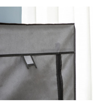 HOMCOM Portable Wardrobe w/ 5 Shelves 3 Fabric Drawers and 2 Hanging Rails Grey