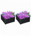 Outsunny Set of 2 Raised Garden Bed Galvanised Planter Box Easy Setup Grey