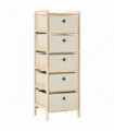 Storage Rack with 5 Fabric Baskets Cedar Wood Beige