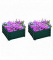 Outsunny Set of 2 Raised Garden Bed Galvanised Planter Box Easy Setup Green