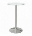 HOMCOM Round Bar Table for 2 People, High Pub Table with Tempered Glass Top