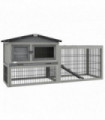 Pawhut Rabbit Hutch Pet House Outdoor Run Design w/ Water-Resistant Paint Ramp