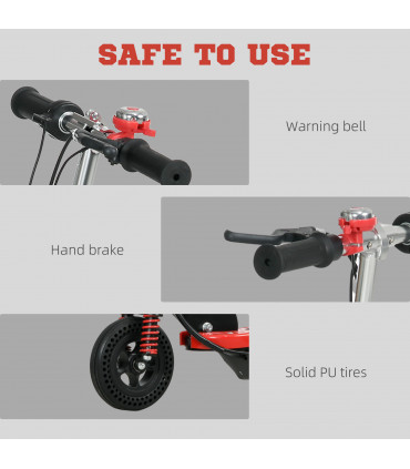 HOMCOM Folding Electric Scooter with Warning Bell, for Ages 4-14 Years, Red
