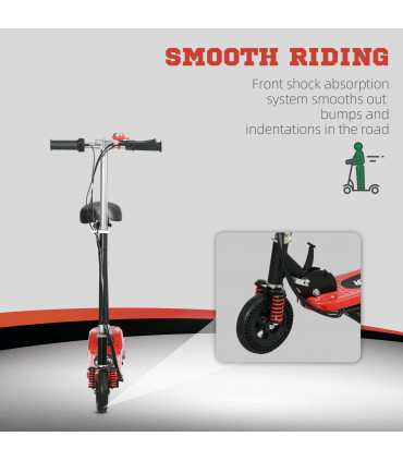 HOMCOM Folding Electric Scooter with Warning Bell, for Ages 4-14 Years, Red