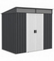 Outsunny 6.5x4FT Garden Shed with Foundation Lockable Metal Tool Shed Grey