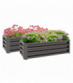 Outsunny Outdoor Planter Box, Steel Raised Garden Bed, Set of 2, Grey