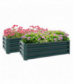 Outsunny Outdoor Planter Box, Steel Raised Garden Bed, Set of 2, Green