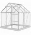 Outsunny 6 x 6ft Walk-In Polycarbonate Greenhouse with Foundation Window Silver