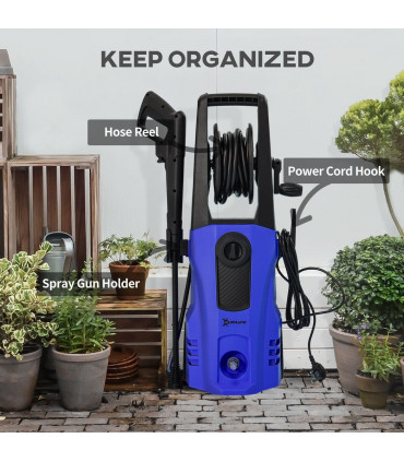 DURHAND Portable Power Washer 1800W, 150 Bar, 510 L/h for Garden, Car, Blue