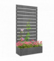 Outsunny Raised Garden Bed with Trellis Standing Patio Planter Box Dark Grey