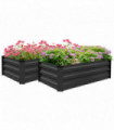 Outsunny Set of 2 Galvanised Raised Garden Bed for Flowers, Herbs and Vegetables