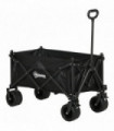 Outsunny Foldable Garden Cart, Outdoor Utility Wagon with Carry Bag, Black