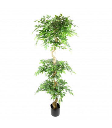 180cm Artificial Twisted Trunk Fruticosa Ficus Tree Triple Ball Topiary 1984 Leaves