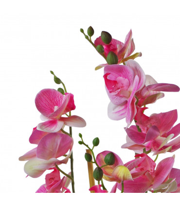 70cm Artificial Orchid Light Pink with Black Ceramic Planter