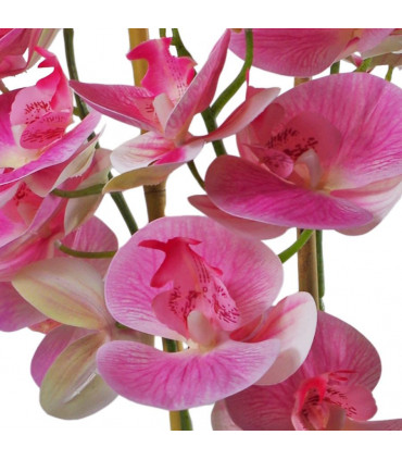70cm Artificial Orchid Light Pink with Black Ceramic Planter