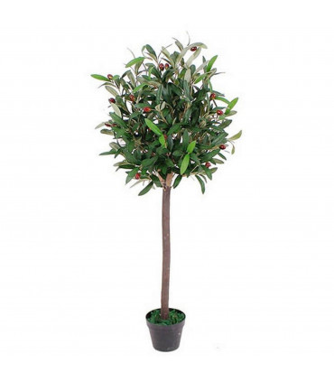 90cm Leaf Design UK Realistic Artificial Olive Tree in Black Plastic Pot