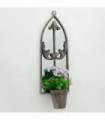 64cm RUSTY WALL MIRROR WITH SINGLE PLANTER