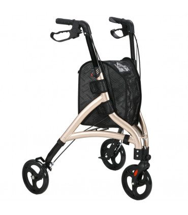 HOMCOM Lightweight Aluminium 3-Wheel Rollator with Adjustable Handle Storage Bag