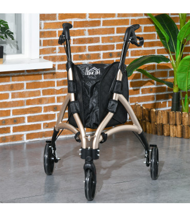 HOMCOM Lightweight Aluminium 3-Wheel Rollator with Adjustable Handle Storage Bag
