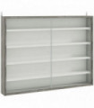 HOMCOM 5-Tier Wall Display Shelf Unit Cabinet w/ Shelves Glass Doors Grey Wood