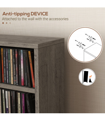 HOMCOM Set of 2 CD Media Display Shelf Unit Tower Rack Adjustable, Mocha Wood