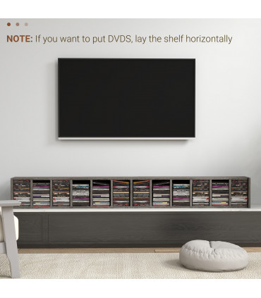 HOMCOM Set of 2 CD Media Display Shelf Unit Tower Rack Adjustable, Mocha Wood